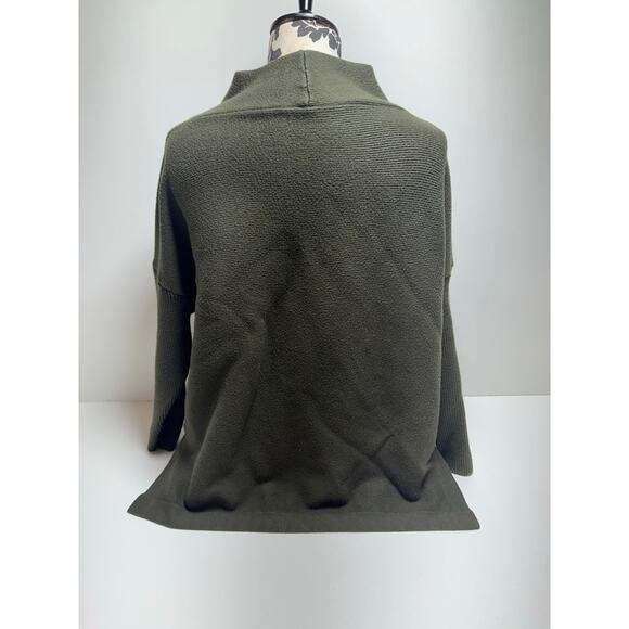 Lilusory Women’s Mock Neck Pullover Sweater Green Side Slits Classic Career - Picture 4 of 11